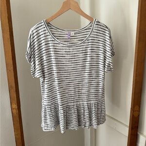 Alya Black and White Striped Short Sleeve Top